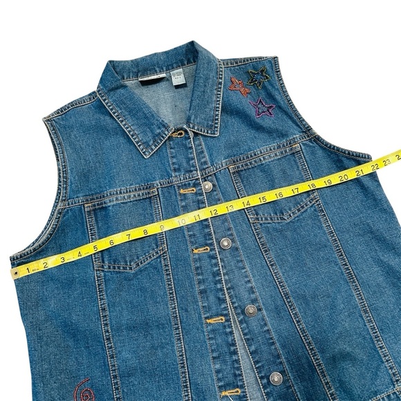 Vintage Chico’s Design Beaded Denim Vest – Size Large (Chico’s 2) - Picture 9 of 11